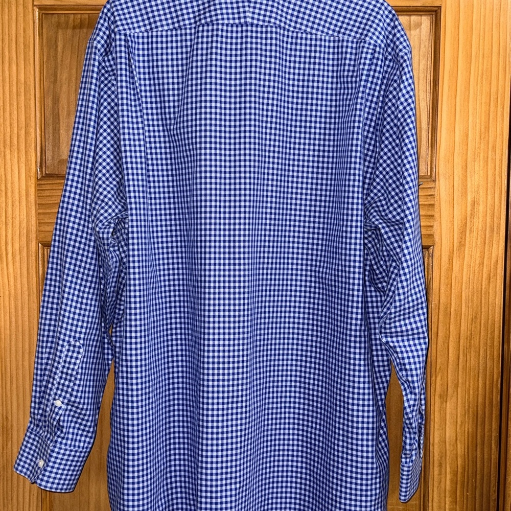Nordstrom Men's Blue Gingham Button Down Shirt 17 1/2 35 - EUC - Picture 6 of 10